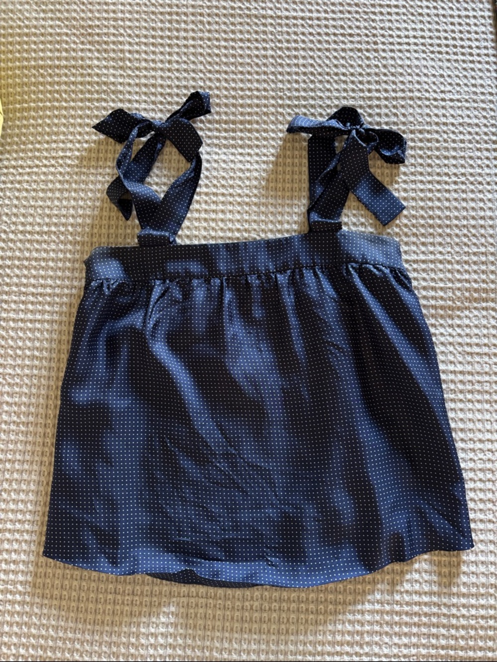 J. Crew navy polka dot silk tie shoulder tank 4